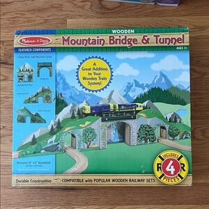 Melissa & Doug Wooden Mountain Bridge & Tunnel